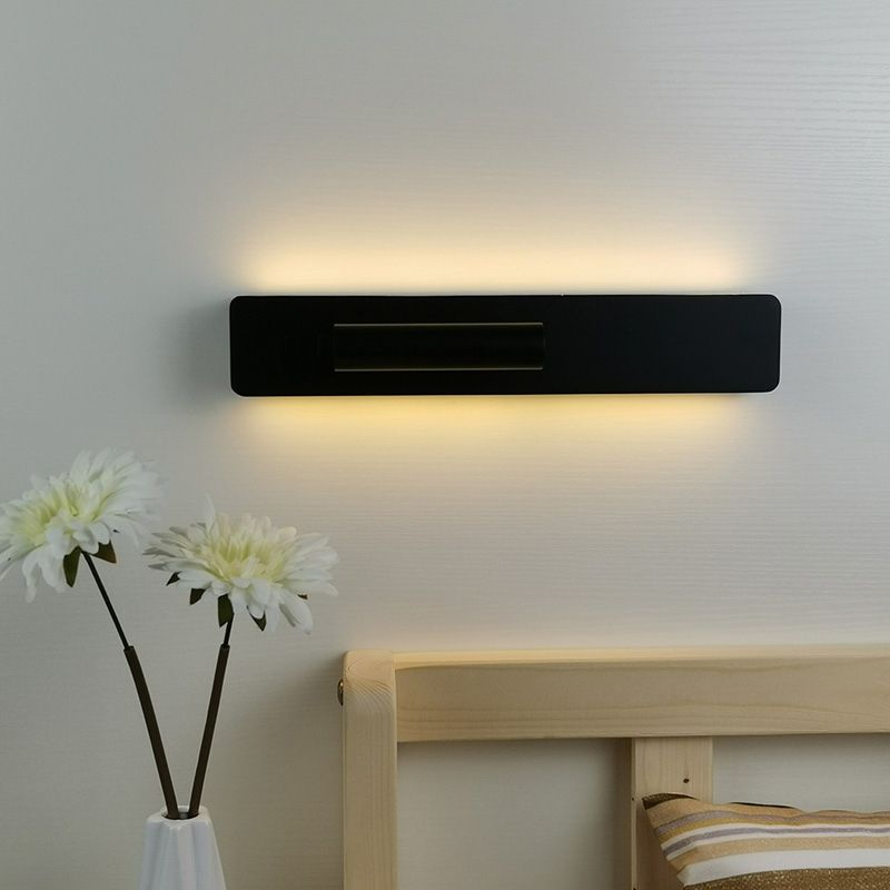 Rechteckige LED -Lesen Wandleuchte im modernen prägnanten Stil Metallwandleuchten mit Aluminiumschatten