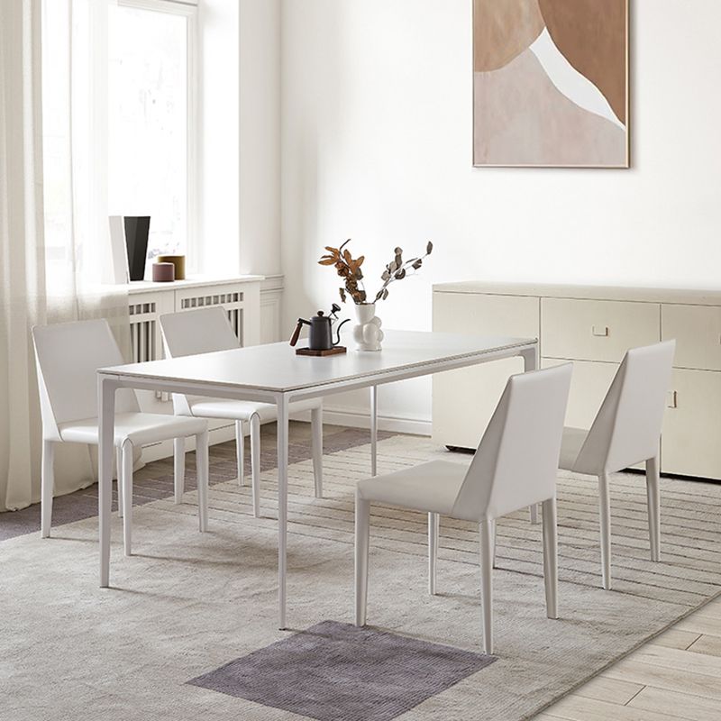 White Stone Dinette Table Set with Metal Frame 1/2/5 Pieces Modern Dining Set