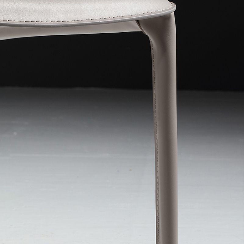 Leather Modern Home Side Chair with Arms Matte Finish Dining Chair