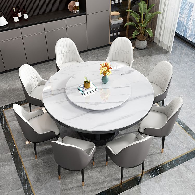 Modern Rubberwood Home Table Round Pedestal Convertible Dining Table