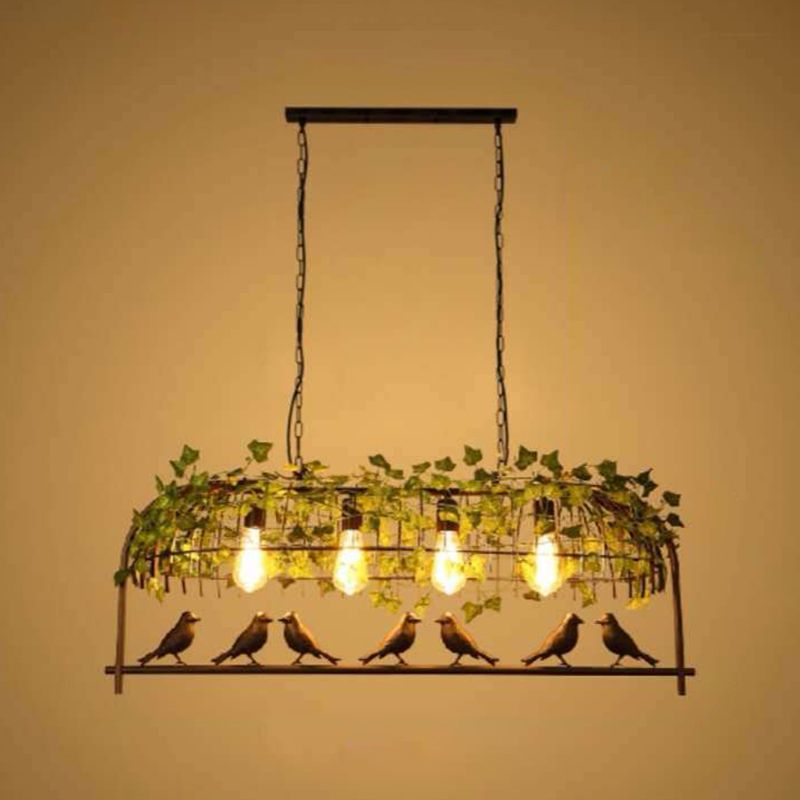 Multi - Light Iron Kitchen Island Pendant in Black / Antique Brass Ceiling Lighting