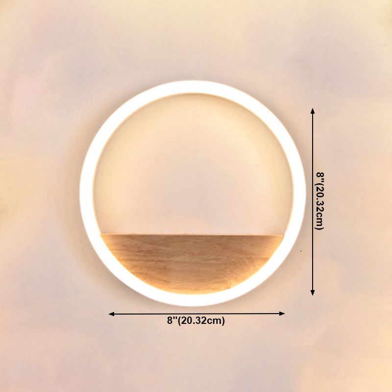Moderne Stil runde Wandlampen Holz 1 Licht Wandbeleuchtung