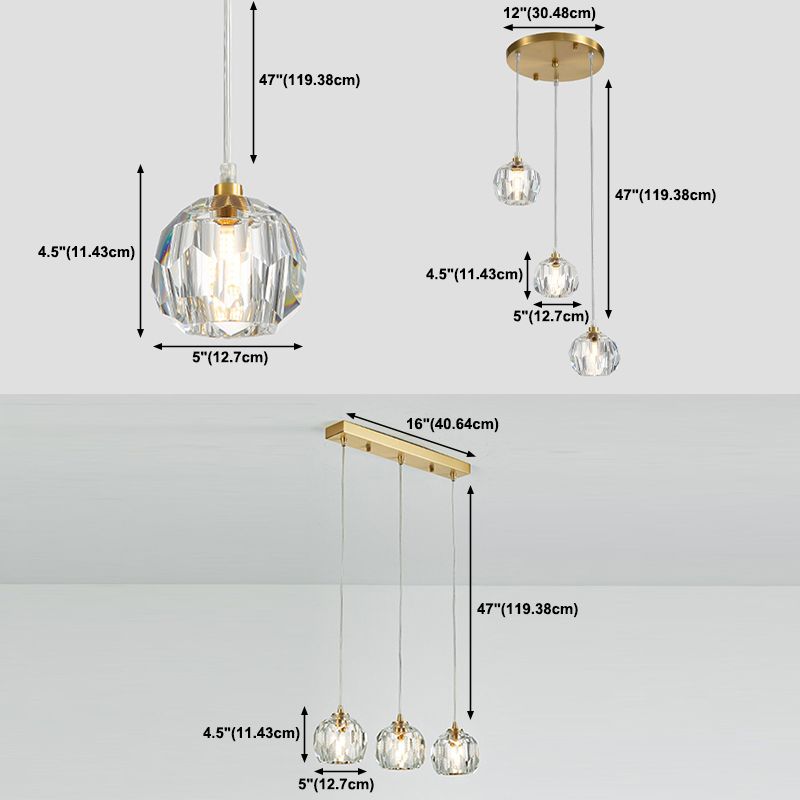 Modern Clear Crystal Shade Hanging Light Household Pendent Lighting Fixtures