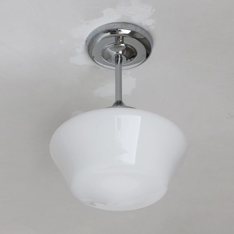 Glass Geometric Flush Mount Lights Contemporary Style 1 Light Flush Ceiling Light in White