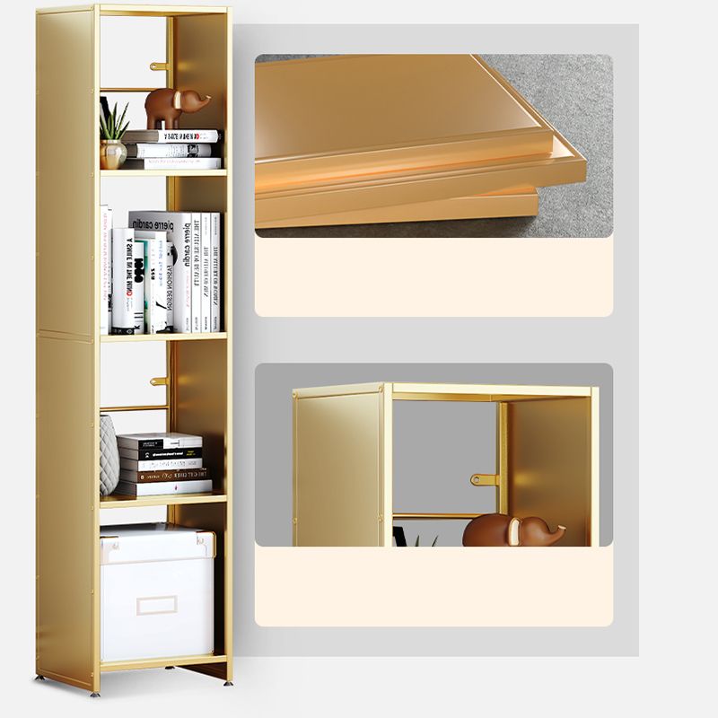 9" W Glam Antique Finish Shelf Bookcase Standard Metal Bookshelf