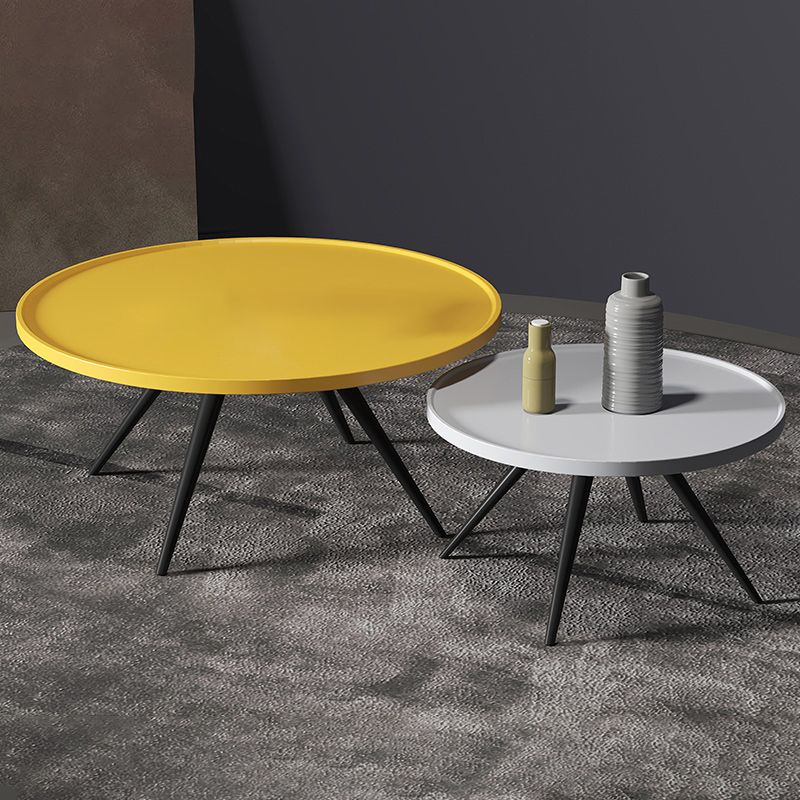 Pine Wood 4 Legs Coffee Table Modernism Round Tray Table Cocktail Table