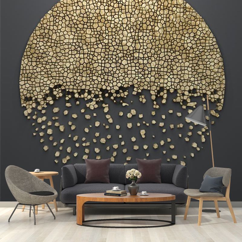 Minimalist Aesthetics Moon Mural Wallpaper for Home Custom Wall Art in Yellow on Black