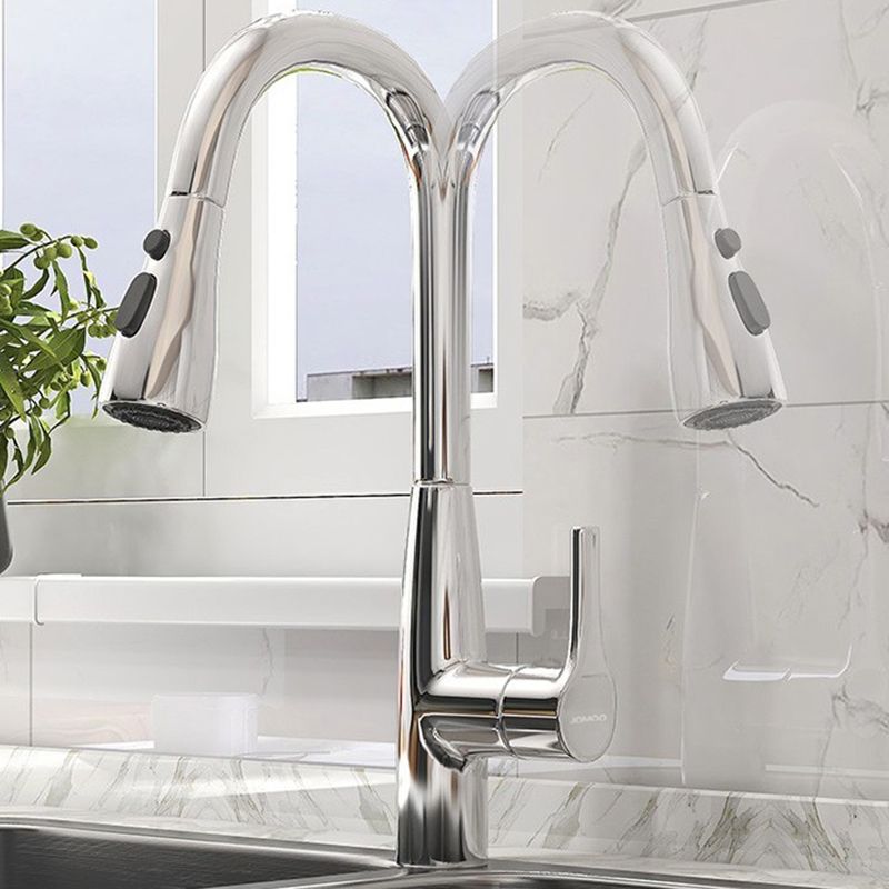 Modern Style Kitchen Faucet Copper Pull Down Lever Handle Kitchen Faucet