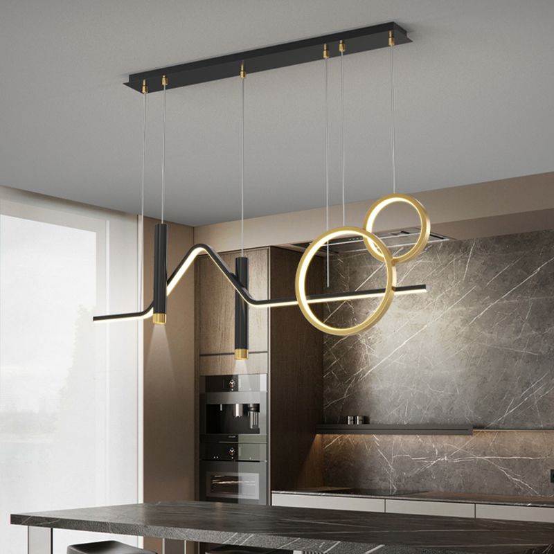 Black and Gold LED Island Pendant Light in Modern Creative Style Wrought Iron Ceiling Light with Aluminium Lamp