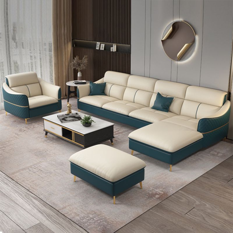 Glam Style Sofa Bed with Padded Leather and White Upholstery Sofa