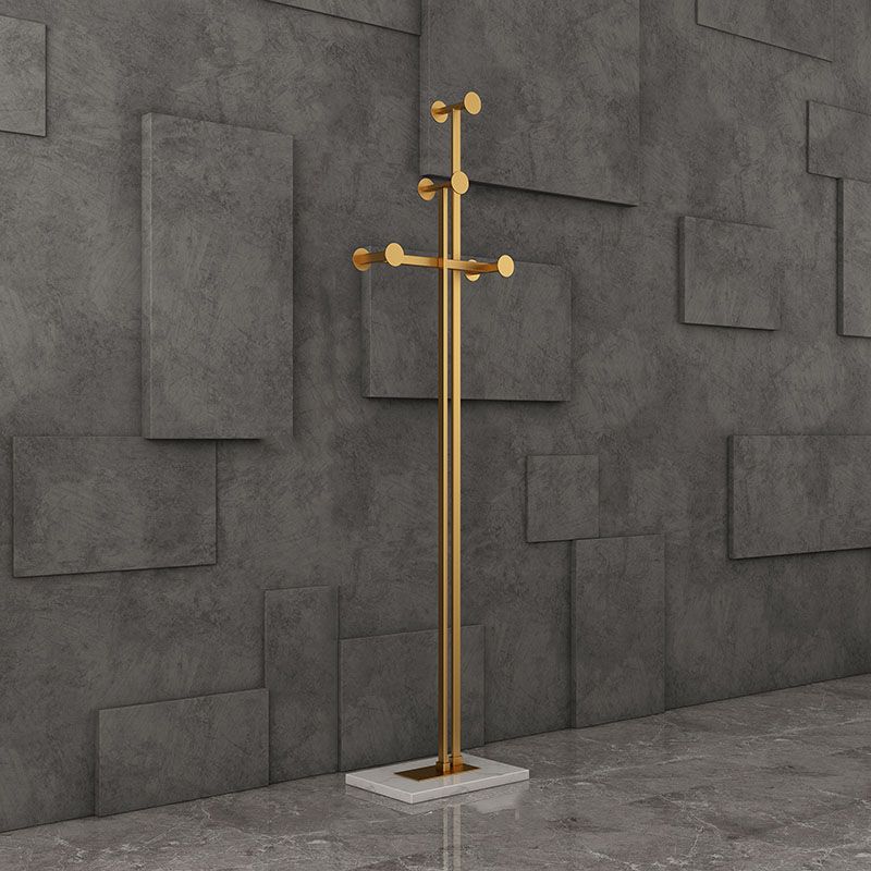 Glam Coat Rack Free Standing Coat Hook Metal Hall Stand with Square Slate Base