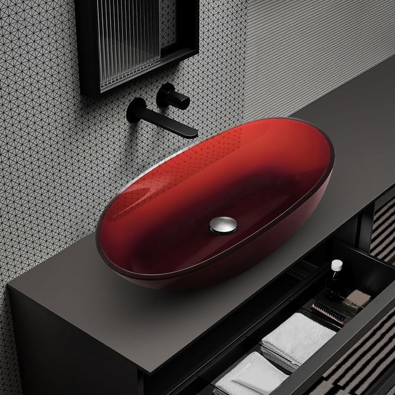 Modern Vessel Bathroom Sink Oval Resin Vessel Lavatory Sink(Not Including Faucet)