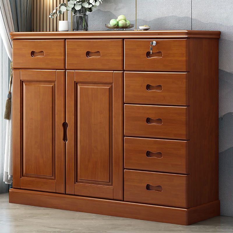 Contemporary Rectangle Accent Cabinet with Drawers Wood Storage Cabinet