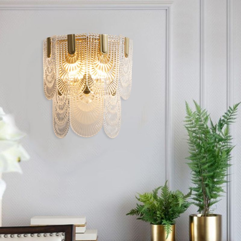 Glass Unique Shape Sconce Light Modern-Style 2 Lights Wall Light Fixtures in Gold