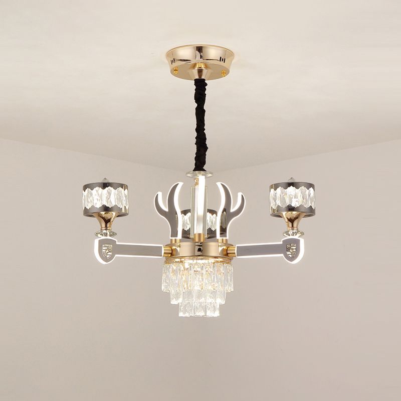 Drum hanger kroonluchter modern K9 Crystal 3-head chroom plafond hang armatuur met gewei ontwerp