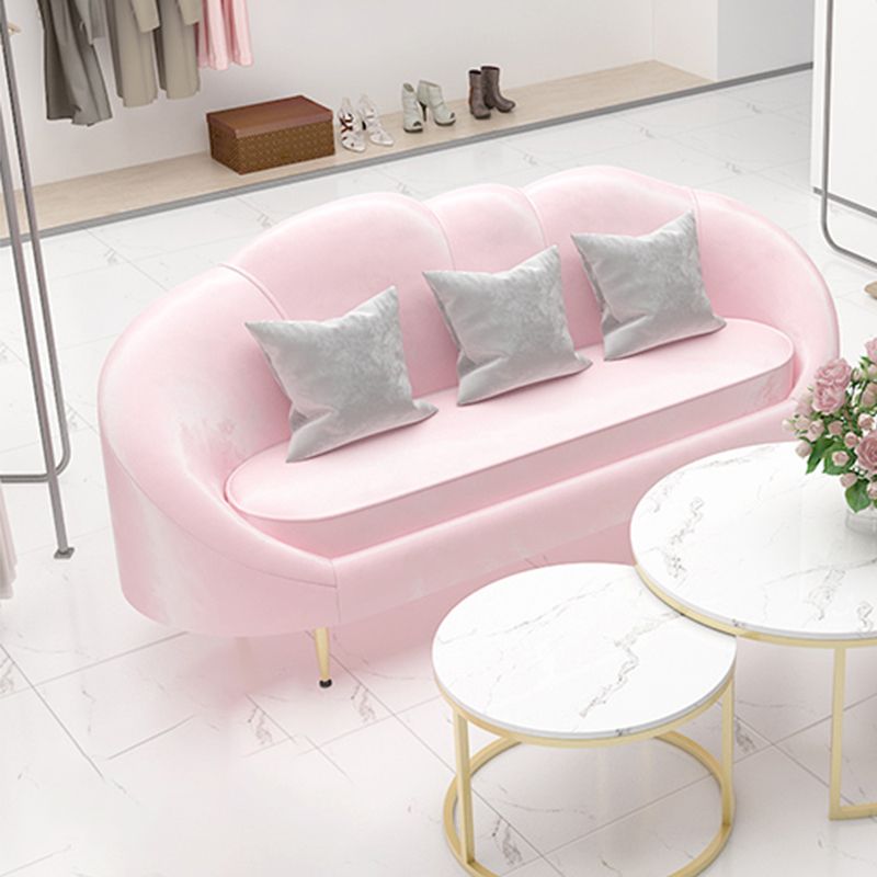 Velvet Curved Sofa Contemporary Sloped Arm Sofa for Living Room