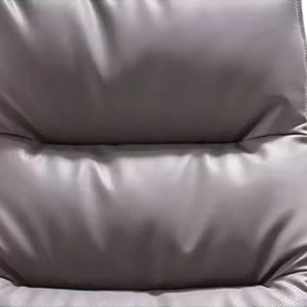 Gray Leather Managers Chair Contemporary Padded Arms Swivel Office Chair