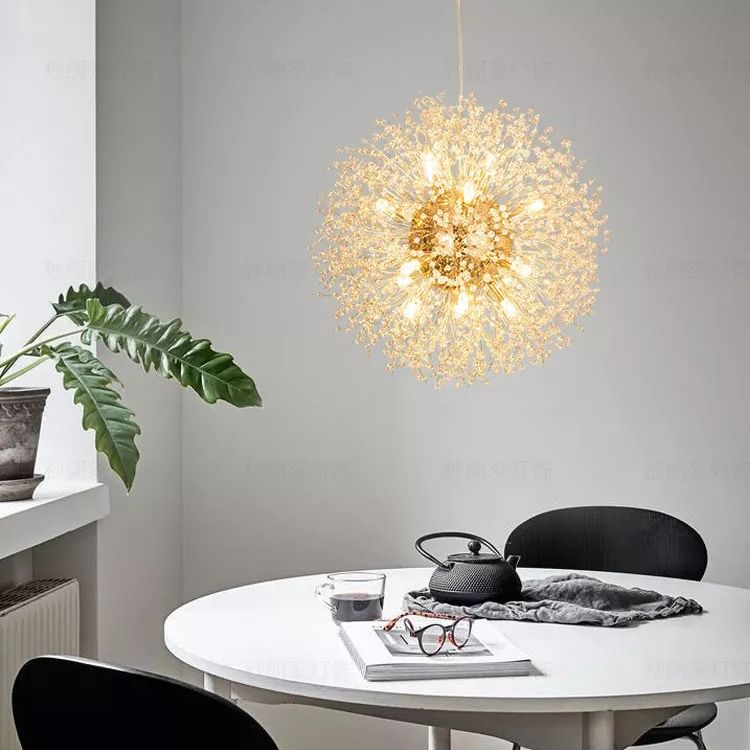 Paardebloem gevormd metallic hangend licht Moderne Minimalistische stijl Restaurant Pendant plafondlamp met 47 "verstelbare hangdraad