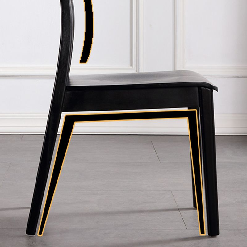 Solid Wood Side Chair Modern Black Indoor Dining Chair for Living Room