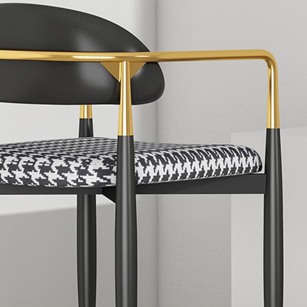Glam Metal Home Side Chair Open Back Dining Side Chair in Black