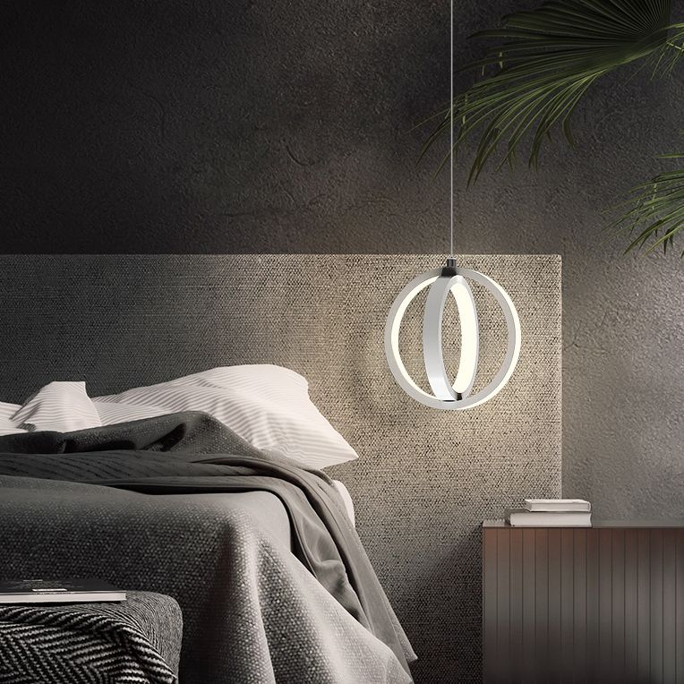 Aluminium LED Hanging Light in Modern Minimalist Style Silicone Globe Pendante Light for Bedroom