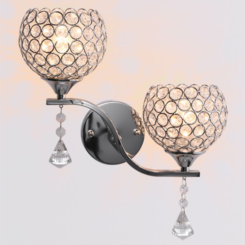 Ball Shade Crystal Wall Light Contemporary Wall Sconce Lighting for Living Room