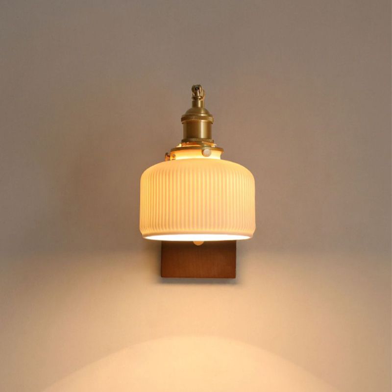 Simple Ceramic Shade Wall Light Fixture Modern Wall Light Sconce for Bedroom