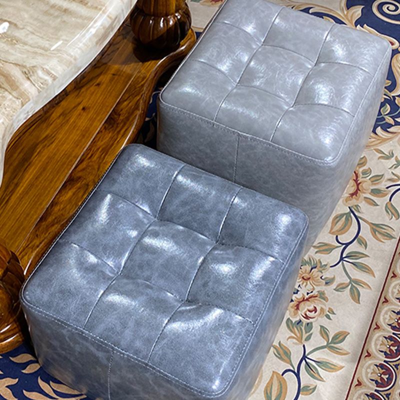 Contemporary Bedroom Square Ottoman Leather Foot Stool without Legs