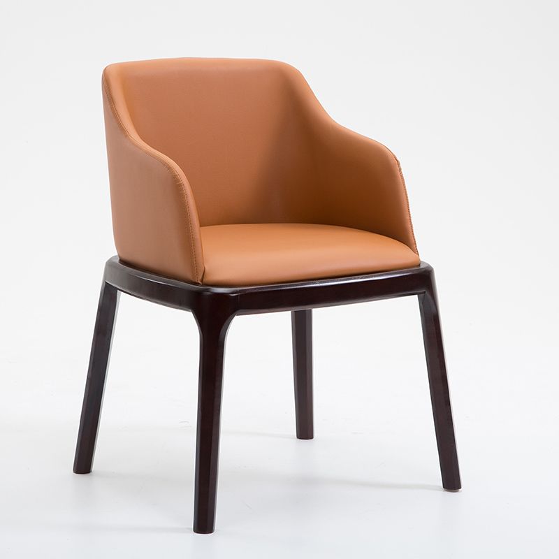 Silla de comedor escandinava de cuero con acabado mate y respaldo macizo (juego de 2)