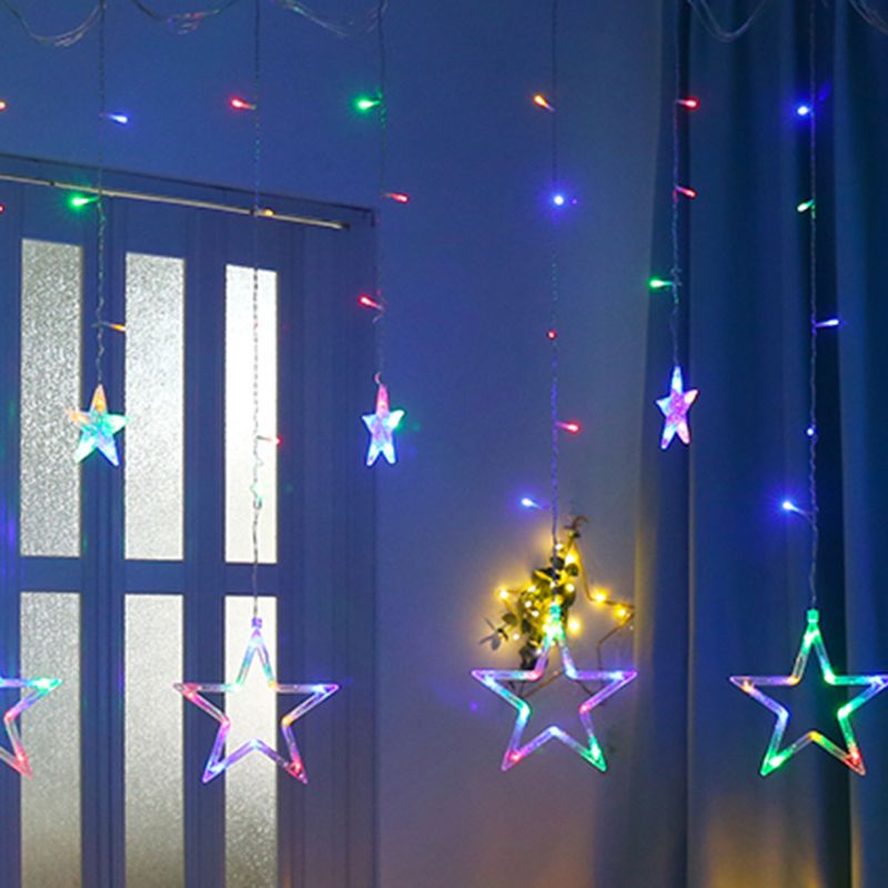 Star Shaped Battery String Lamp Art Decor Clear LED Curtain Fairy Lighting for Bedroom