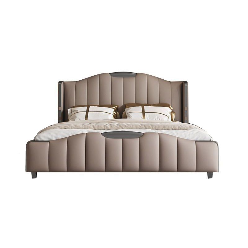 Glam Pine Wood with Headboard Camelback Panel Mattress Included Bed Frame