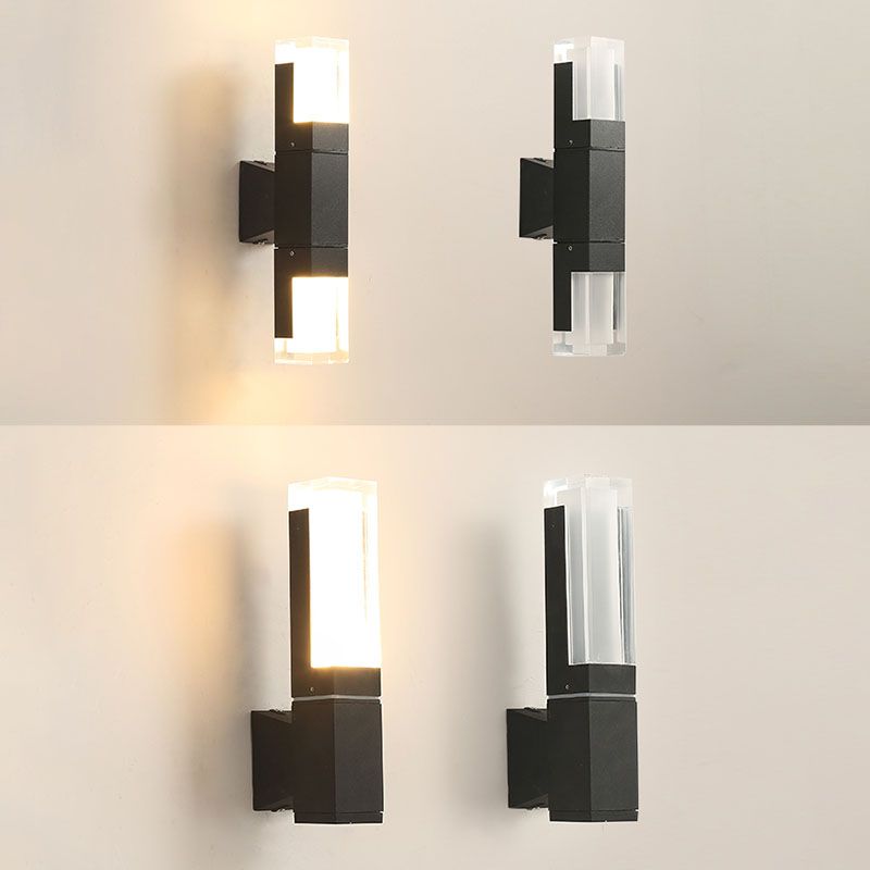Zeitgenössische Aluminiumwand -Wandleuchte im Freien mit schwarzem LED -Wand montiertes Licht