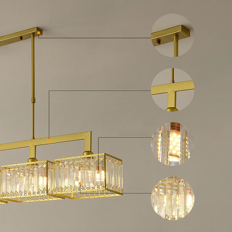 Luxury Rectangular Shade Pendant Light, Simple Crystal Pendant Lighting for Dinner Table