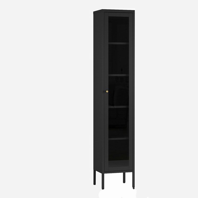 Modern Style Bookcase Metal Closed Back Bookshelf with Door for Home Office