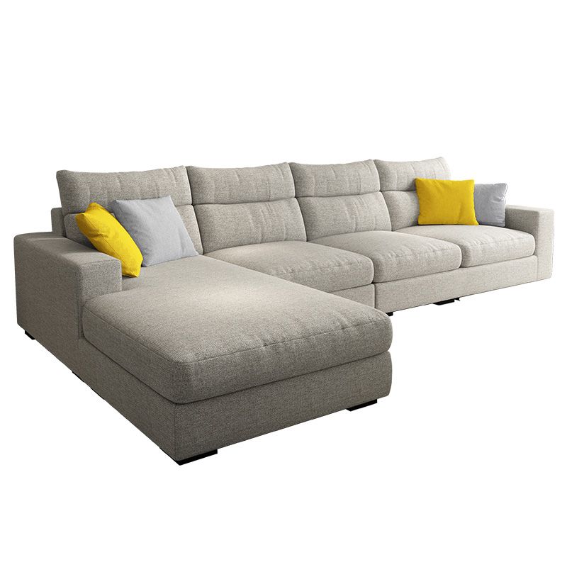 Contemporary Linen Square Arm Sofa  & Chaise for Living Room