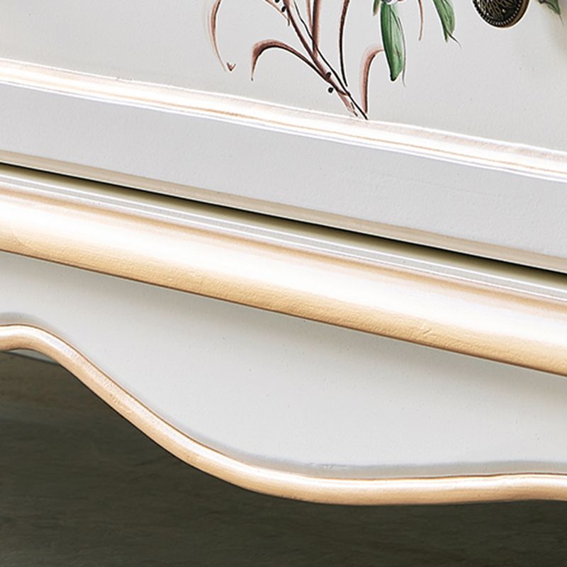 White French Country Wood Storage Chest with Drawers for Home