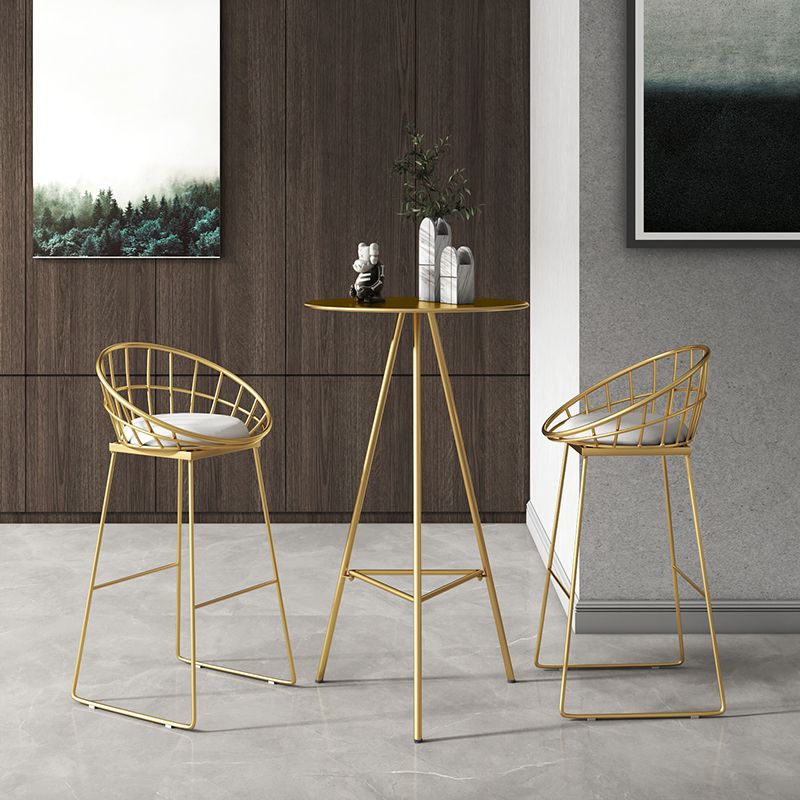 1/3/4 Pieces Industrial Round Bar Table Set Gold Iron Bistro Set with Footrest