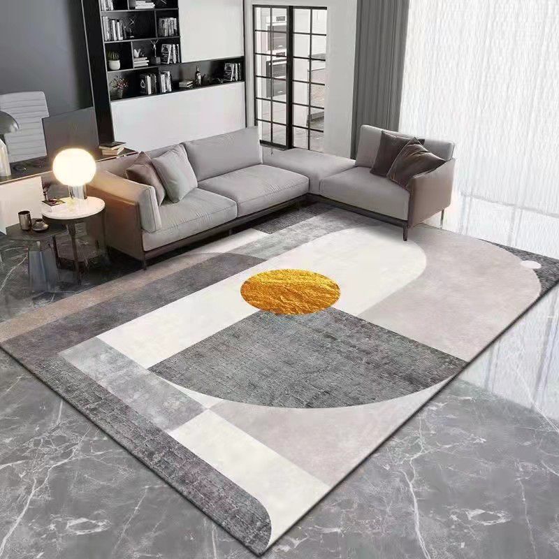 Brown Simple Rug Polyester Color Block Rug Washable Area Rug for Living Room