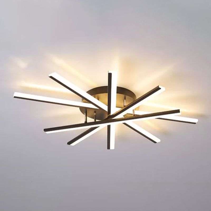 LED Modern Metal Flush Mount Sputnik Shape Ceiling Light with Acrylic Shade for Bedroom