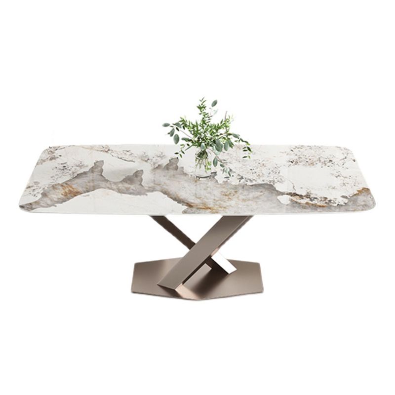 Mesa de comedor de lujo tradicional mesa de rectángulo de pedestal único para el hogar