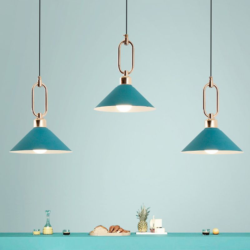 Modern Macarons Umbrella Shade Pendant Light Metal Pendant Lighting with Metal Ring