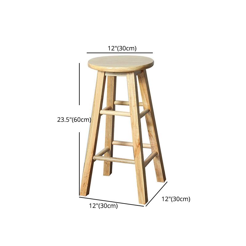Modern Armless Counter Stool Rubber Wood Kitchen Bar Stool with Seat and Pedal