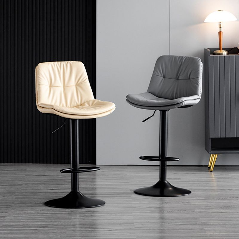 Industrial Metal Barstool Faux Leather Counter Stool With Chrome Base