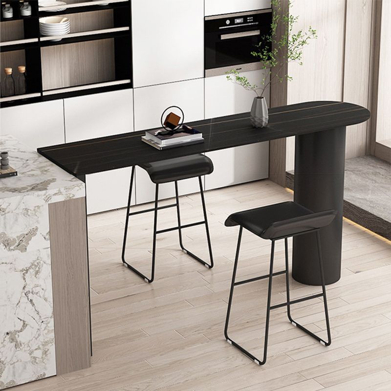 Sintered Stone Bistro Bar Table Double Pedestal Bar Table for Kitchen