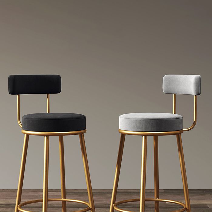 Glam Metal Barstool Fabric Counter Stool with 4 Legs in Matte Finish for Home