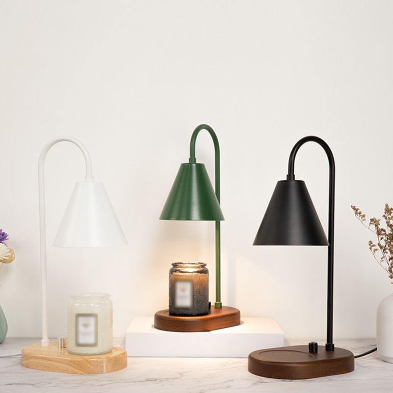 Nordic Style Metall Tischlampe Aromatherapie Schmelzen Wachs Schreibtischlampe mit Holz für Schlafzimmer