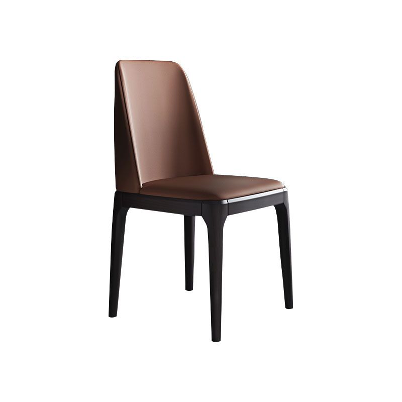 Industrial Rubberwood Parsons Essstuhl Matte Finish Lederseitenstuhl (2)