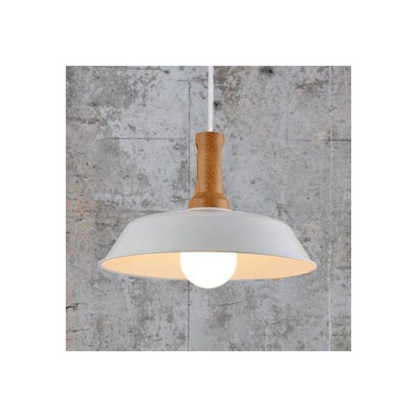 Retro Stylish Barn Hanging Light 10"/14" W 1 Bulb Metal Ceiling Light Fixture in Black/White for Kitchen