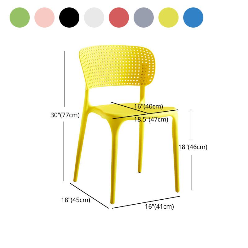 Silla lateral casera de plástico apilable Silla de comedor con respaldo abierto contemporáneo