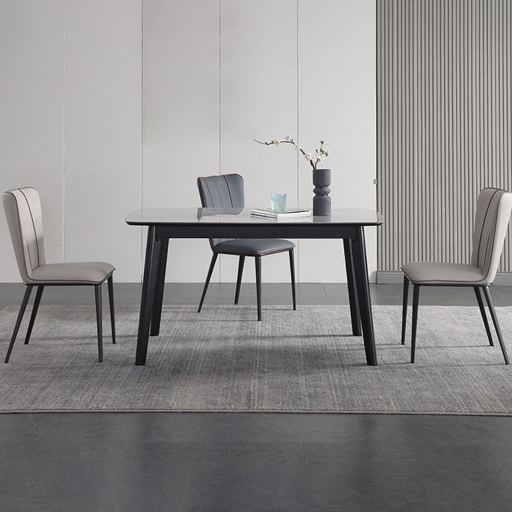 Minimalist 1/2/4/7 Pieces Furniture Stone Rectangle Dining Table Set in Gray